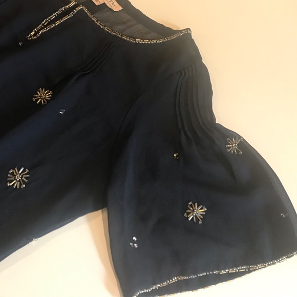 PHILOSOPHY Navy Sheer Blouse w/ bead detail ▪️sz S - Picture 6 of 7